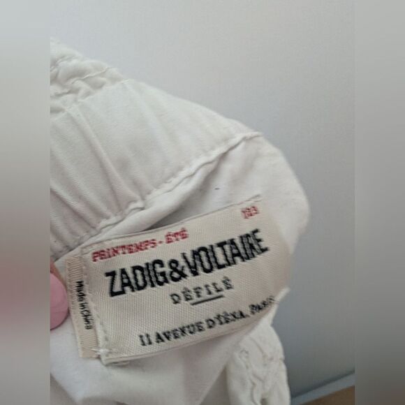 Zadig & Voltaire Plumy Pants Women's white cotton pants with drawstring Size 34 - Picture 6 of 8